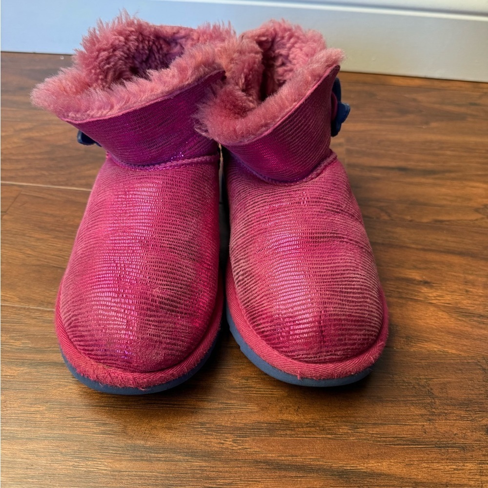 UGG Australia Mini Bailey Button Lizard Boot-Pink and Blue-Size 2 - Picture 5 of 14